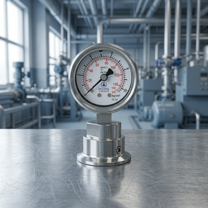 MC <b>Clamp</b> Chuck <b>Quick</b>-Fit Connector Sanitary Stainless Steel Diaphragm Pressure Gauge 1.6% Accuracy 10 bar - Product Image 1