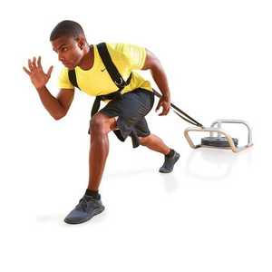 Cinturón de entrenamiento de resistencia con correas para correr y tirar de trineos, cinta negra universal y duradera - Product Image 2