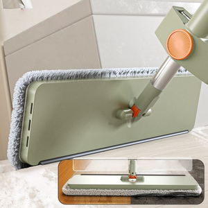 ไม้ถูพื้นไมโครไฟเบอร์แบบแบนพร้อมก้านเหล็กถอดออกได้ไม่ต้องใช้<span class=keywords><strong>มือ</strong></span>ทำความสะอาดในครัวเรือนที่ทนทาน - Product Image 4