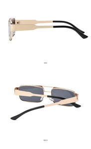 Occhiali da sole Vintage harbor style uv400 protezione solare gafas de sol occhiali da sole a doppia trave con cornice rettangolare in metallo - Product Image 5