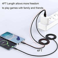 Cable Divisor 2 en 1 Tipo-C, 6A USB a Tipo C, Carga Rápida, Cable de Nailon para Transferencia de Datos, para iPhone 15 16 17 Pro Max Xiaomi