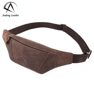 กระเป๋าหนังวัวแท้ Andong Crazy Horse สำหรับผู้ชาย สไตล์เรโทรลำลอง ใส่โทรศัพท์ได้ ใช้คาดเอวหรือสะพายไหล่ เหมาะสำหรับผู้ชายและเด็กผู้ชาย ออกกำลังกาย กิจกรรมกลางแจ้ง - Product Image 1