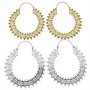 Fashion Hoop <b>Earrings</b> Ethnic Tribal Boho Dangle Indian <b>Silver</b> Tibetan Round <b>Earring</b> - Product Image 1