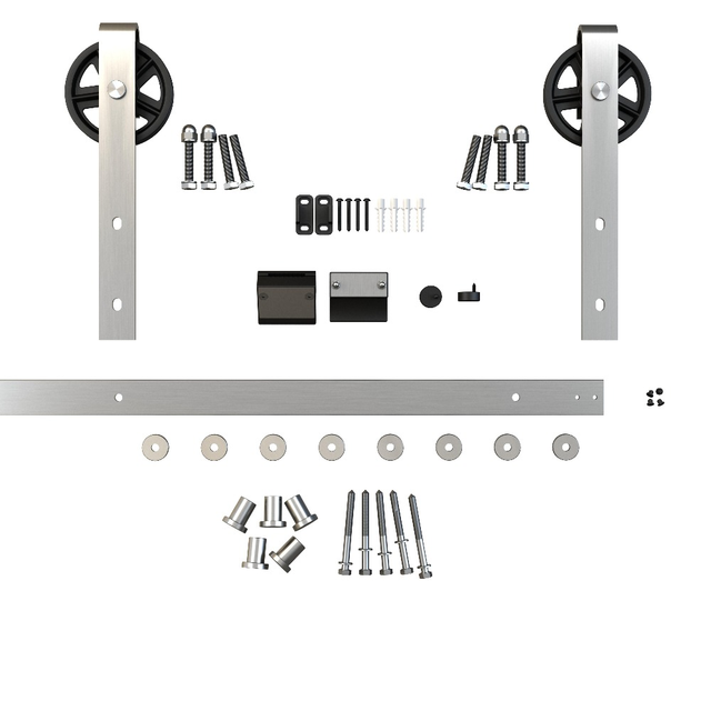 High Quality Stainless Steel Sliding Top Mounted Barn Wood Door hang Roller Track Hardware Soft-closing System