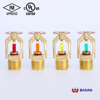 Tête de sprinkler FM tout cuivre pour plafond, à actionnement vers le bas, à réponse standard, à jet vers le bas, pour la suppression d'incendie par pulvérisation d'eau
