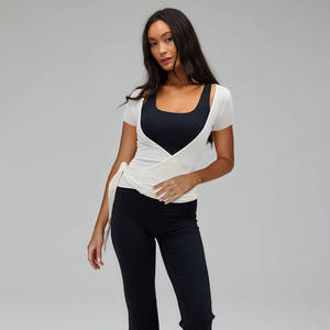 Новое поступление, балетный топ с завязкой сбоку, из модальной ткани, балерина, для танцев, йоги, пилатеса, с перекрестным обертыванием, короткий/длинный рукав, женский укороченный топ - Product Image 2