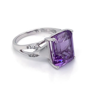 Anillos de Piedras Preciosas de Moda para Mujer, Anillo de Plata de Ley 925 Vintage Morado - Product Image 2