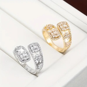 Anello Aperto Regolabile con Zirconi per Donne, Gioiello da Dito Elegante e alla Moda - Product Image 2