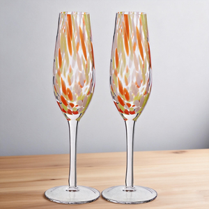 Flûtes à champagne en cristal de verre à points de couleur à long pied personnalisées de luxe vintage Samyo sans plomb - Product Image 1