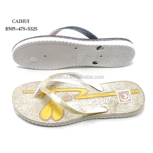 barato al por mayor de PVC de plástico playa de ECO amigable Flip Flop para las mujeres dama brillo flor sandalias de - Product Image 5