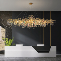 Lustre de plafond en cristal K9 LED en laiton doré créatif à grande branche, décoration d'art nordique, pour hall d'hôtel, lustres modernes de luxe