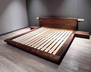 Cama de Madera Estilo Japonés Moderno, Tamaño Queen/King/Doble, Diseño Nórdico Simple con Almacenamiento, Base de Madera Baja Tipo Tatami Japonés - Product Image 4
