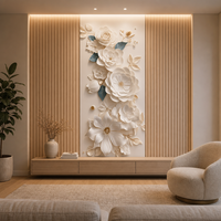 Panneau mural floral imprimé UV 5D 4x8ft ignifuge, résistant à l'humidité, imperméable, anti-fumée, antidérapant, facile à poser, moderne, pour salle à manger et chambre