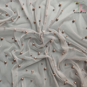 Tessuto in Pizzo 3D di Alta Qualità con Perle e <span class=keywords><strong>Tulle</strong></span> Voile, Ordinabile da 10 a 20 Metri, per Abiti da Sposa e Feste - Product Image 5