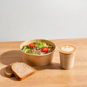 OEM Custom Logo Heavy Duty Disposable Kraft Round 1000ml 1300ml 1500ml <b>Paper</b> Salad <b>Bowls</b> for Supermarket Fresh Food - Product Image 1