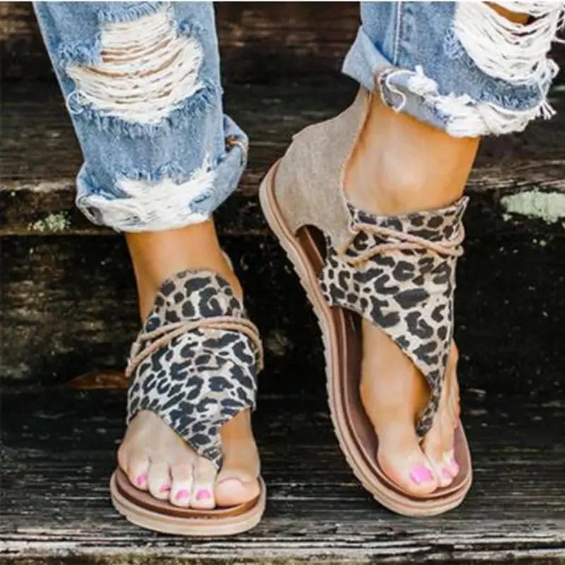 2022 Fashion New Women Sandals Elegant Leopard Print Comfortable Boho Style Female Sandals Heel Lady Casual Shoes Sandals