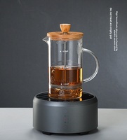 Vente en gros de cafetières manuelles personnalisées en verre borosilicate de 400 ml et 800 ml, avec couvercle en bambou