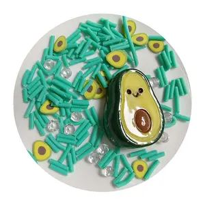 Populaire 1 sac dessin animé sourire visage avocat Flatback résine breloques Mini argile arrose ornement Slime faisant <span class=keywords><strong>ongles</strong></span> bricolage artisanat déco - Product Image 1