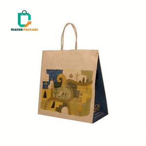 ถุงกระดาษคราฟท์หรูหราพิมพ์โลโก้กระเป๋าใส่อาหารกลับบ้าน - Product Image 4