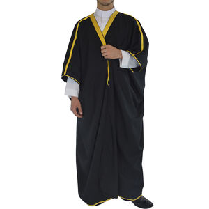 Bufandas marroquíes omaníes para dormir, tela de poliéster hilado de algodón para hombres, diseño Thobe musulmán Kurta para hombres, capa Bisht negra - Product Image 5