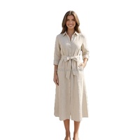 Jupe longue trapèze décontractée pour femme, couleur unie, style vintage, boutonnée, taille haute, en coton respirant, coupe ample, faible MOQ