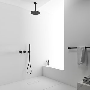Minimalist Brass Ceiling <b>Mounted</b> Shower Head Round Dual Control Overhead Rain Shower - Product Image 2
