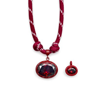 Pendentif en cordon avec zircon coloré serti pour souvenir de voyage, bijoux de pierre de naissance, collier pendentif pierre de naissance