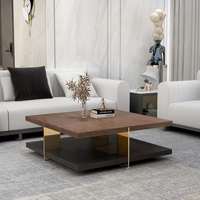 Ensemble de tables basses noires et dorées en bois, avec rangement mobile, écologiques, meubles modernes pour salon