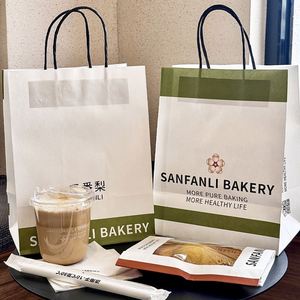 ถุงกระดาษคราฟท์สำหรับใส่ขนมปังอบ ทาร์ตไข่ ขนมหวาน แบบสั่งทำพิเศษ พร้อมพิมพ์โลโก้ ชุดครบ - Product Image 2