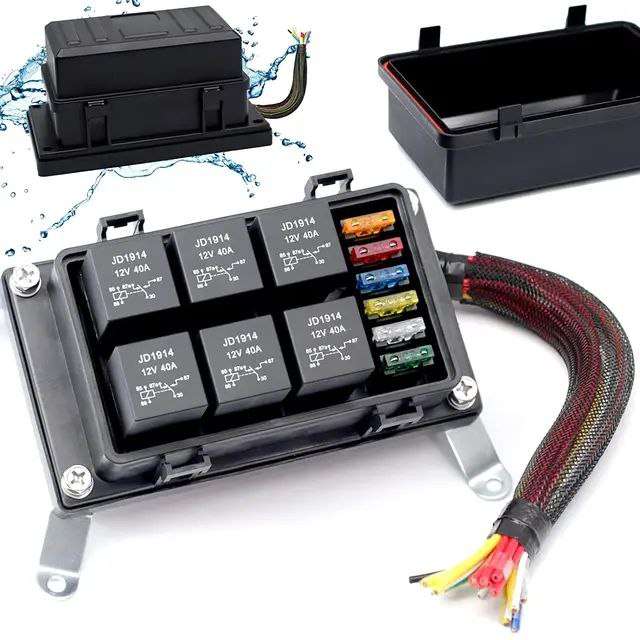 12V電気リレーホルダーヒューズボックス6ウェイブレードオートヒューズ