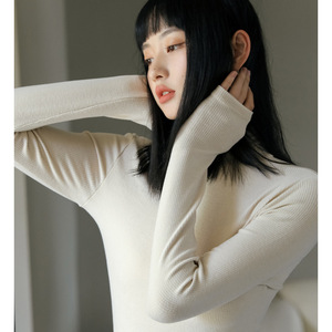 Camiseta térmica de terciopelo con cuello alto y forro polar para <span class=keywords><strong>mujer</strong></span>, ajustada, de manga larga, informal, de alta elasticidad, con diseño de copo de nieve - Product Image 3