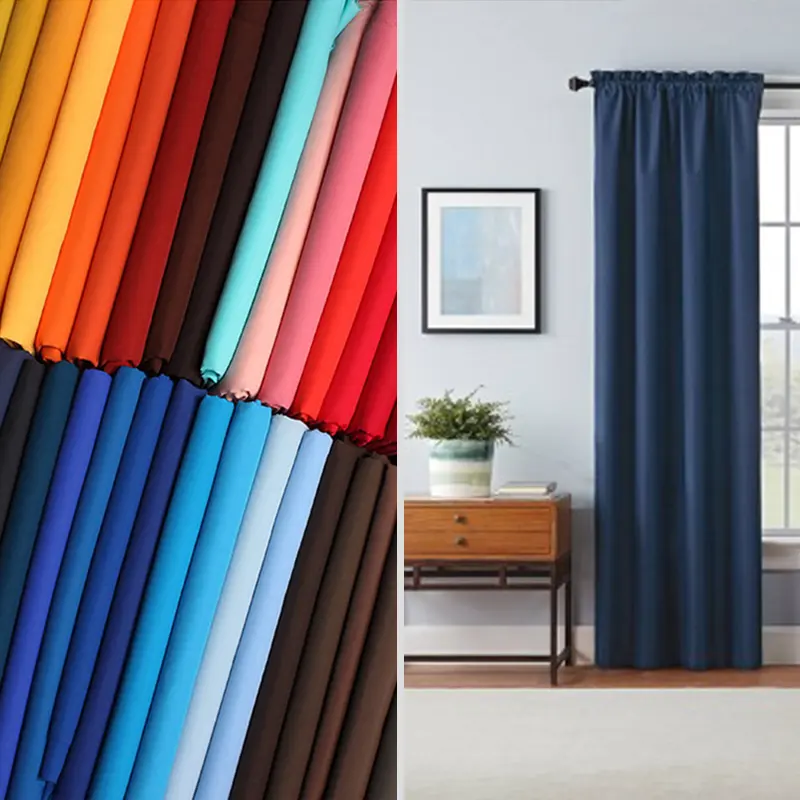 Plain Woven Wholesale PVC Coated Customized Linen Polyester Blind Black Out 100% Blackout curtain fabric for curtains