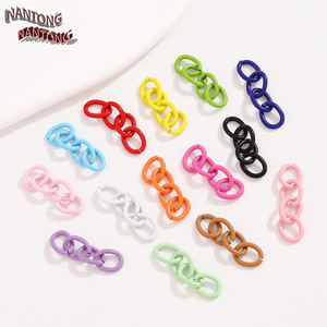 NANTONG Colorful Four Link Chain Keychain Alloy Baking Paint For <b>Bracelet</b> Making DIY Jewelry Accessory - Product Image 2