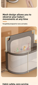 Cuna Portátil Plegable 3 en 1 con Barandilla Protectora Antipresión, Cuna para Bebés Recién Nacidos y Niños Pequeños, para Dormitorio o Sala de Estar - Product Image 3