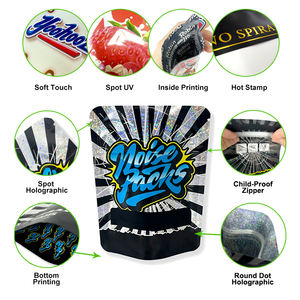 Sacs en aluminium refermables avec logo personnalisé, résistants aux odeurs, à fermeture éclair, thermoscellables, en mylar, pour le stockage alimentaire à long terme - Product Image 3