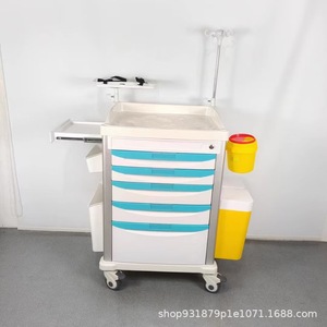 ABS Mobile <b>Wheeled</b> <b>Trolley</b> Double Drawer Infusion Therapy Cart Cleanroom Stainless Steel Treatment Cart Anesthesia Cart - Product Image 4