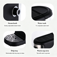 Machine à café expresso 20 bars pour usage domestique, cafetière à capsules avec mousseur à lait, réservoir d'eau amovible de 1,1 L pour cappuccino, latte