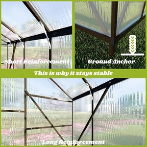 Serra da Giardino 8x14 FT, Serra <span class=keywords><strong>in</strong></span> Policarbonato con Struttura <span class=keywords><strong>in</strong></span> Alluminio, Grande Serra da Giardino con Ingresso - Product Image 5