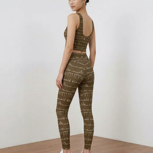 Leggings de yoga taille haute longueur intégrale, motif tribal, en Spandex/Nylon, extensibles dans les quatre sens, taille élastique, respirants, écologiques - Product Image 1