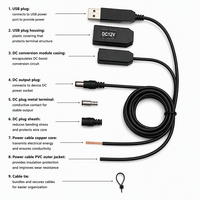 12V DC Männlicher USB 5V 12V Stromadapter 3A Schnellladung Geflochtene Abschirmung Rechtwinklig 180 Grad 1m Barcode-Scanner Computer Router