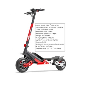Nouveautés Trottinette à grandes roues 11 pouces 1000W pour adultes 43,5 mph 52V Capacité de charge 264,55 LBS E GX01 Trottinette à grandes roues 1000w GX01 - Product Image 4