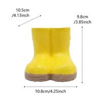 Jardinière mignonne en forme de bottes de pluie, 4 pouces, petite, en résine jaune, pour plantes succulentes, avec trou de drainage, faite à la main, pour extérieur, logo personnalisé