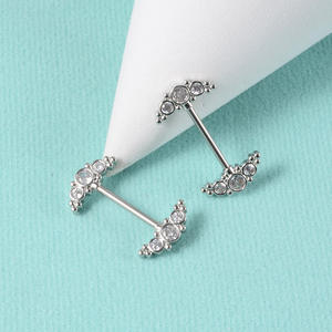 แหวนหัวนมเพทายรูปดอกไม้ทำจากสแตนเลสกรรไกรตัดเล็บให้มีลักษณะเป็นวงแหวนเพทายสำหรับเจาะอกเครื่องประดับ - Product Image 3