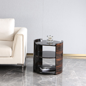 Mesa lateral de madera redonda con recubrimiento de piano, juego de mesa moderna de lujo, gran oferta - Product Image 1