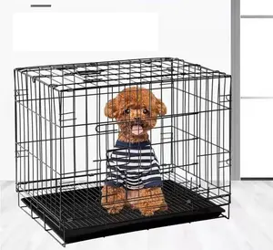 High Quality Foldable Portable Black Iron Small Pet Crate Sturdy Metal Dog Cage