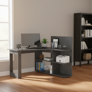 Scrivania a L Fairfield con 4 Ripiani in Legno MDF, Arredamento per Ufficio Domestico - Product Image 2