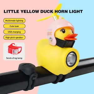 Howlighting vélo petit canard jaune nuit équitation phare brise vent canard enfants cloche klaxon vélo lumière