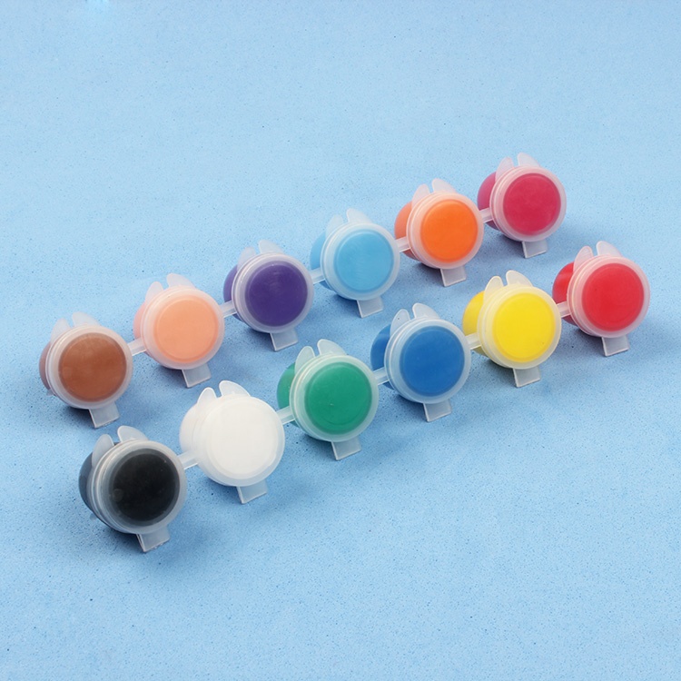 Хорошее качество, 2 мл, миниатюрные акриловые кастрюли для рисования, безопасные нетоксичные кастрюли для рисования с 2 кистями