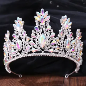 12 Style Baroque Ab Rhinestone Wedding Tiaras Pageant Bride Tornasol Crystal Rhinestone Crown For Wedding