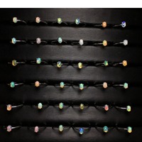 Bague en opale naturelle à petites particules colorées, incrustation de cuivre, design géométrique pour femme, transfrontalier